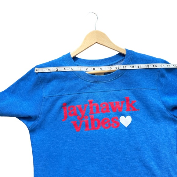 The Lyne Womens Blue‎ Crew Neck Long Sleeve Sweater "Jayhawk Vibe" Size S - Picture 9 of 13